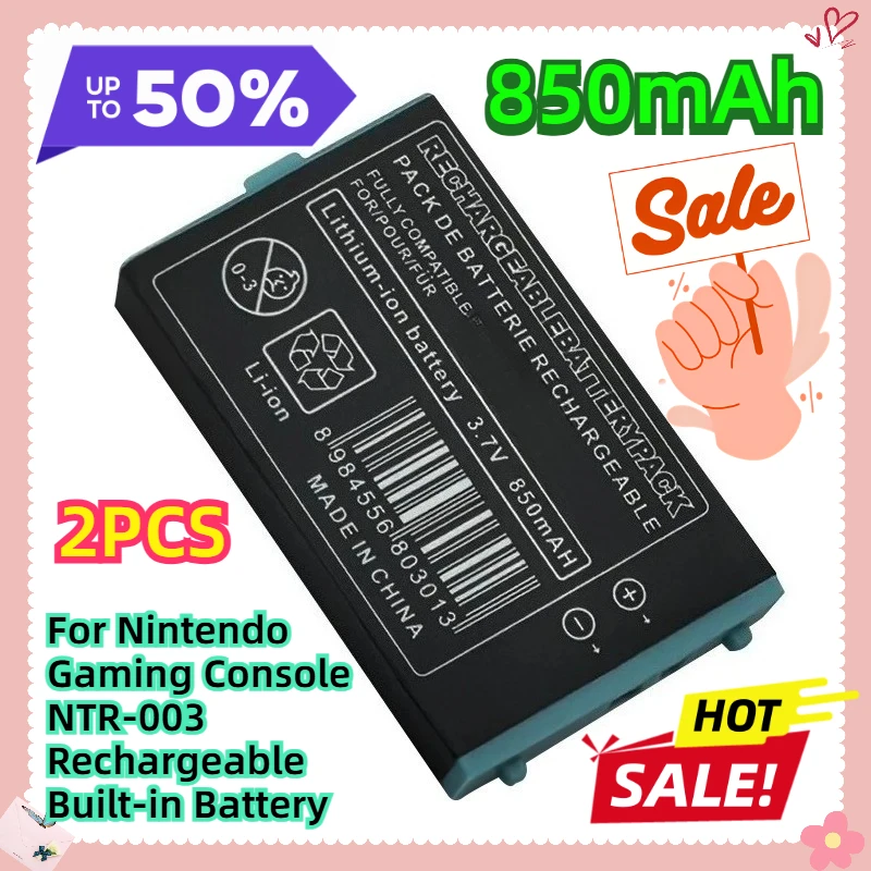

3.7V 850mAh 2PCS For Nintendo Gaming Console NTR-003 Rechargeable Built-in Battery