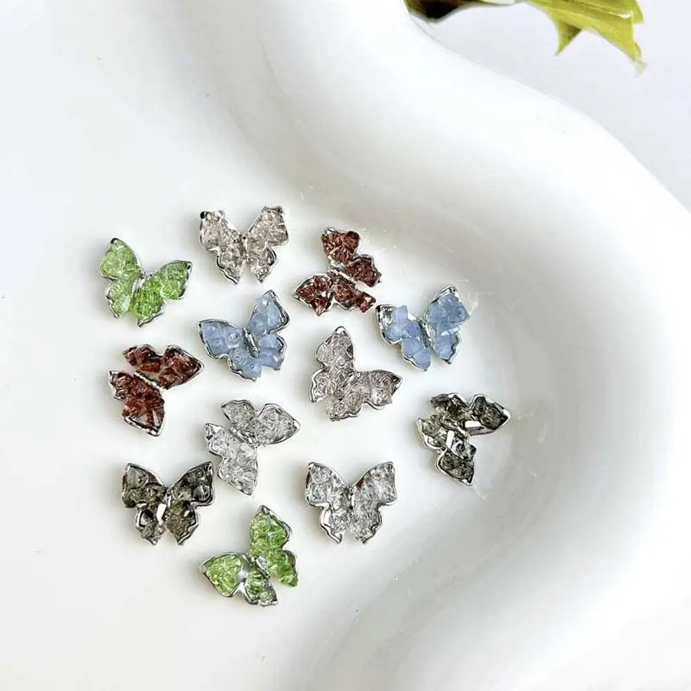 3Pcs/set Crystal Gravel Butterfly Butterfly Nail Decorations Manicure Ornaments 3D Nail Art Drills Butterfly Nail Accessories