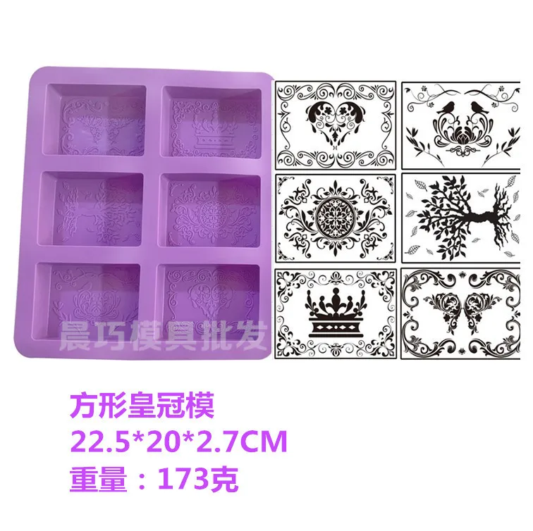 Handmade Soap Molds, 6-Inch Square Crown, Oval, Happiness Tree, Butterfly, Magpie, Love Mould, 005