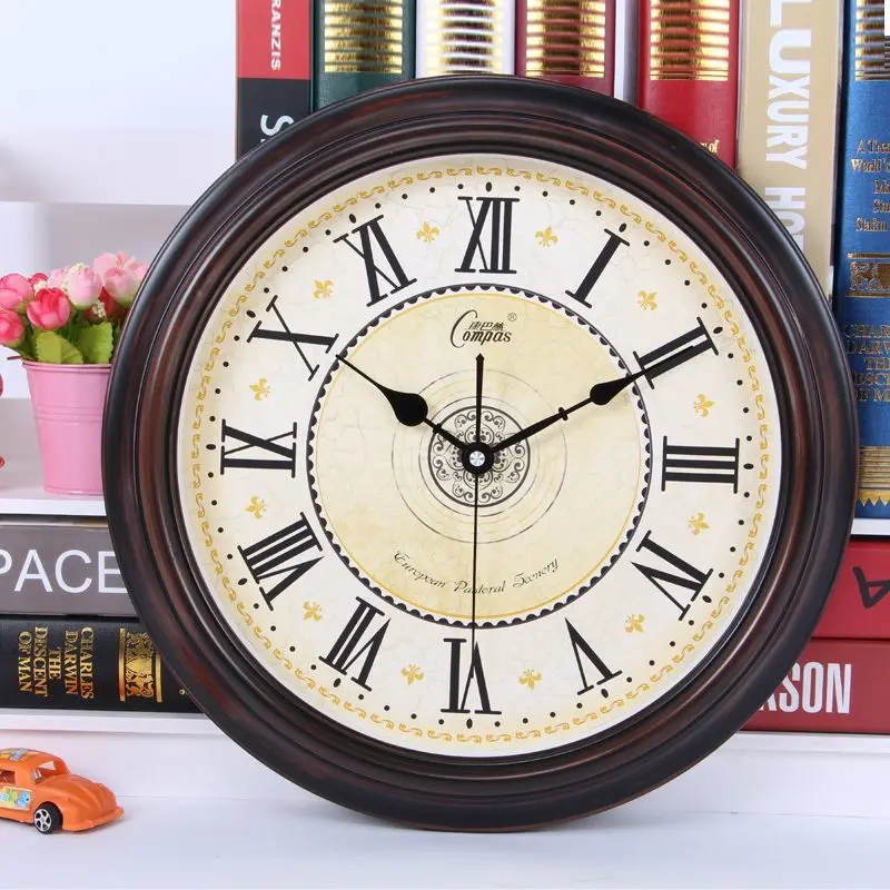 Kangbas retro wall clock home European living room quartz clock quiet electronic clock Classical nostalgic quartz watch