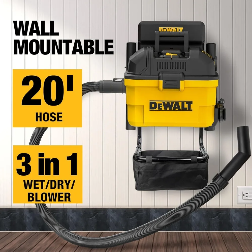 6 Gallon 5HP Wall-Mounted Wet/Dry Vacuum Cleaner for Garage Use