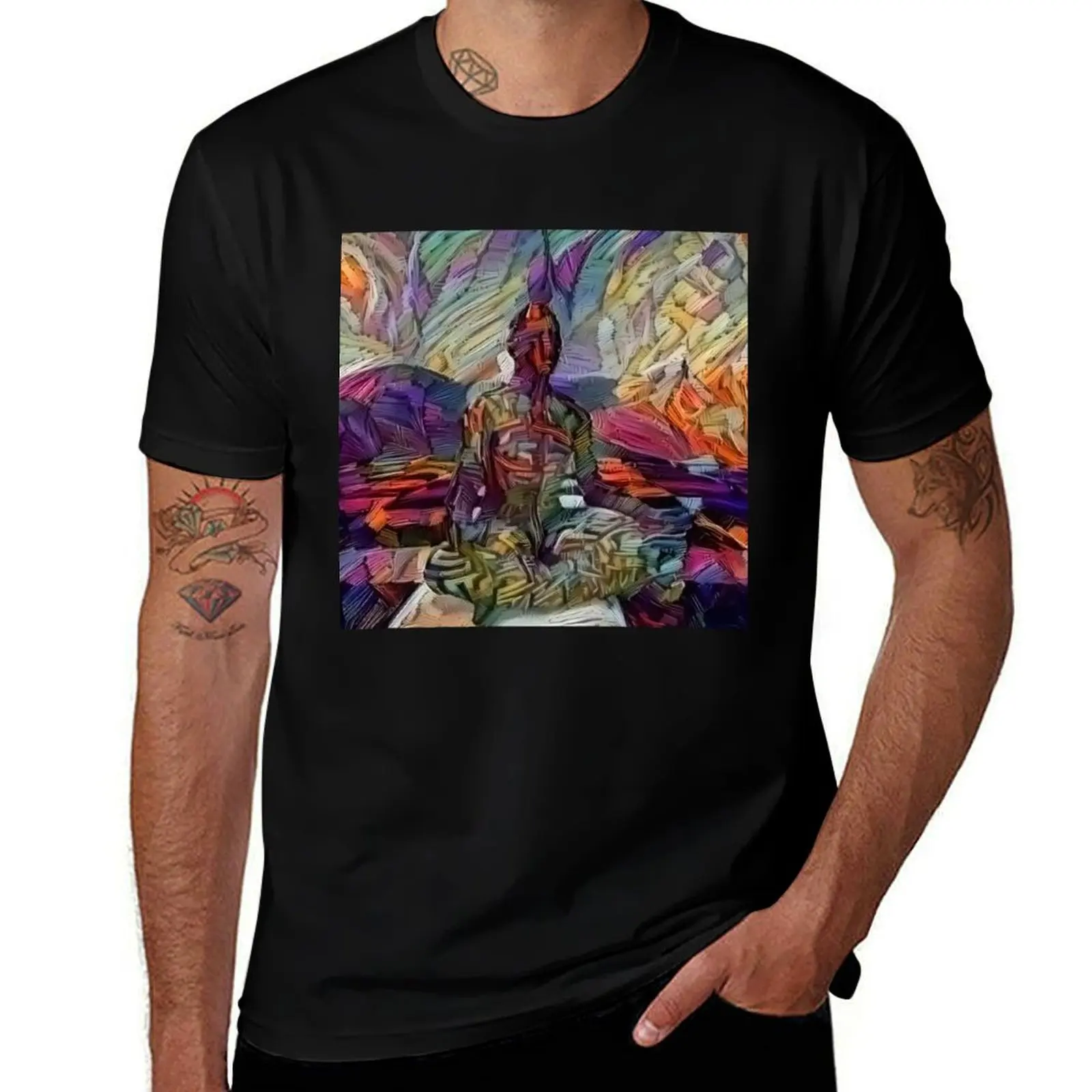 Meditation in lotus pose T-Shirt plus sizes graphic shirts mens big and tall t shirts