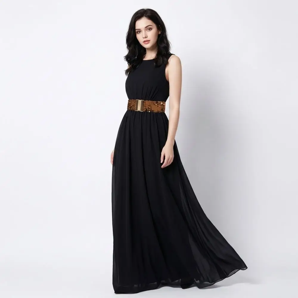 60cm Elastic Sequin Stretch Belt Gold Buckle Disc Eye Catching Shinny Waistband Versatile Professional Women's Belt Dresses