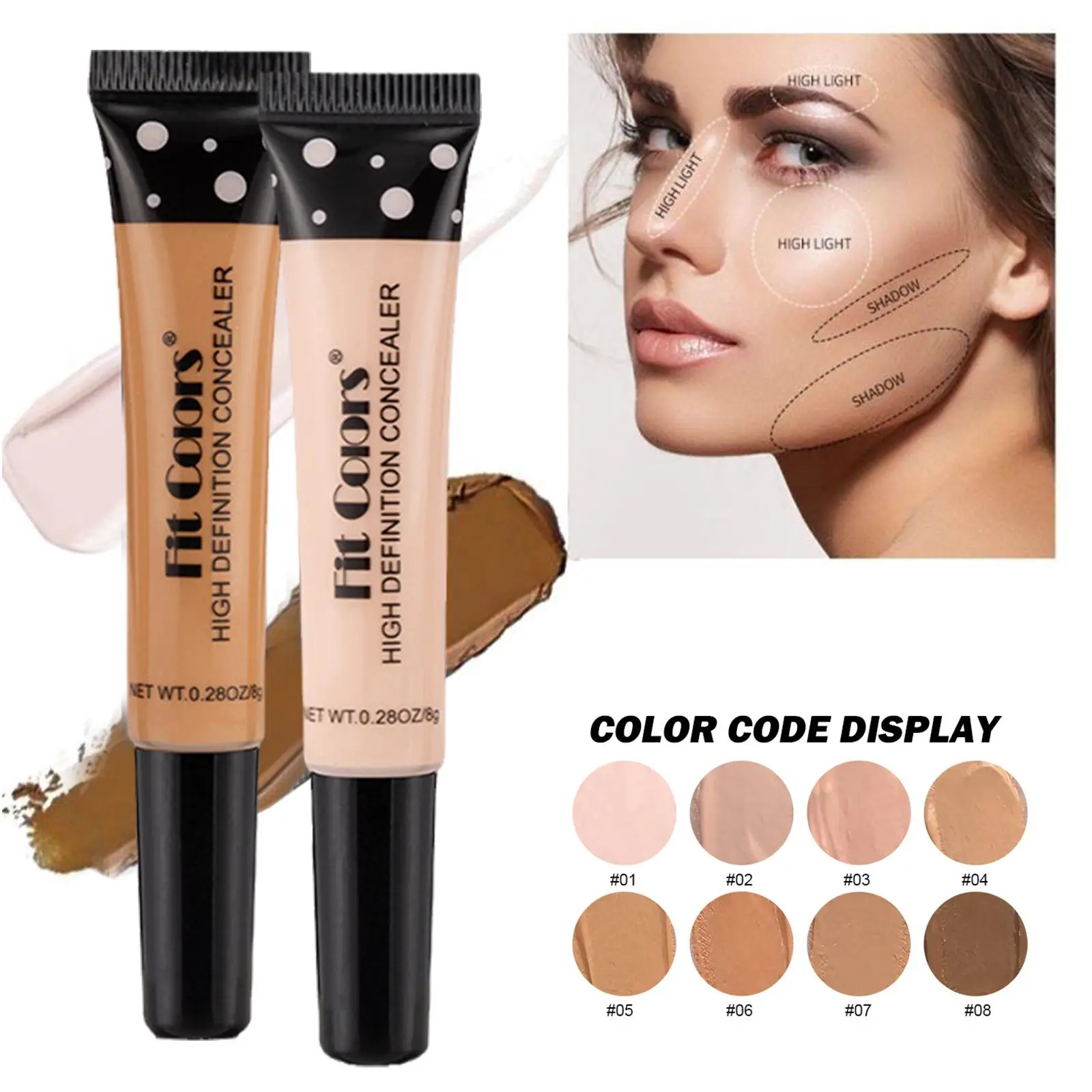 8 Color Concealer Repairing Nourishing Liquid Foundation Circles Face Tube Dark Acne Liquid Covering Makeup Concealer Base P2y8