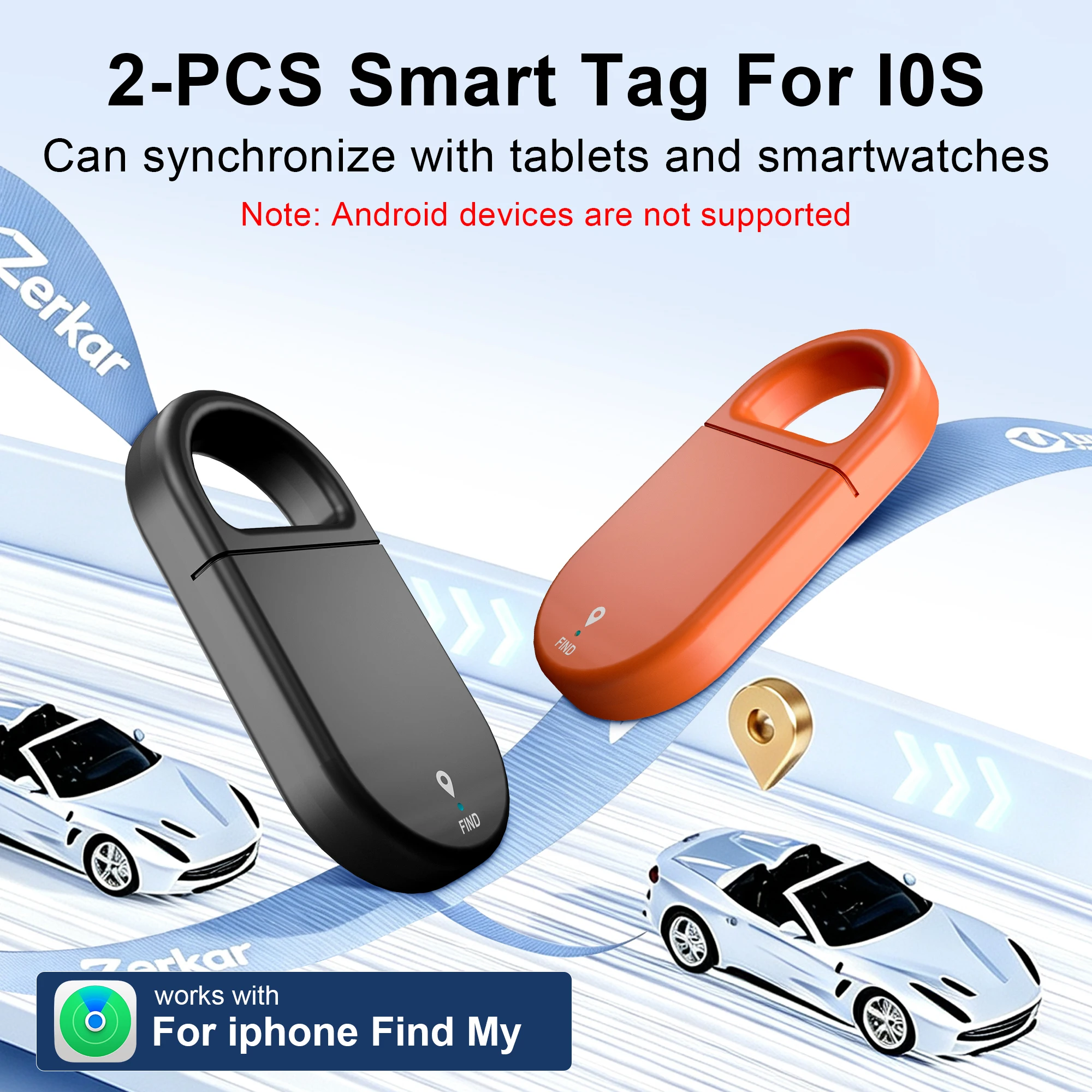 Smart Anti-Lost Alarm 1/2 Pack, Bluetooth Tracker Tag for iOS Find My, Key Finder Locator for Bags, Luggage & Pets