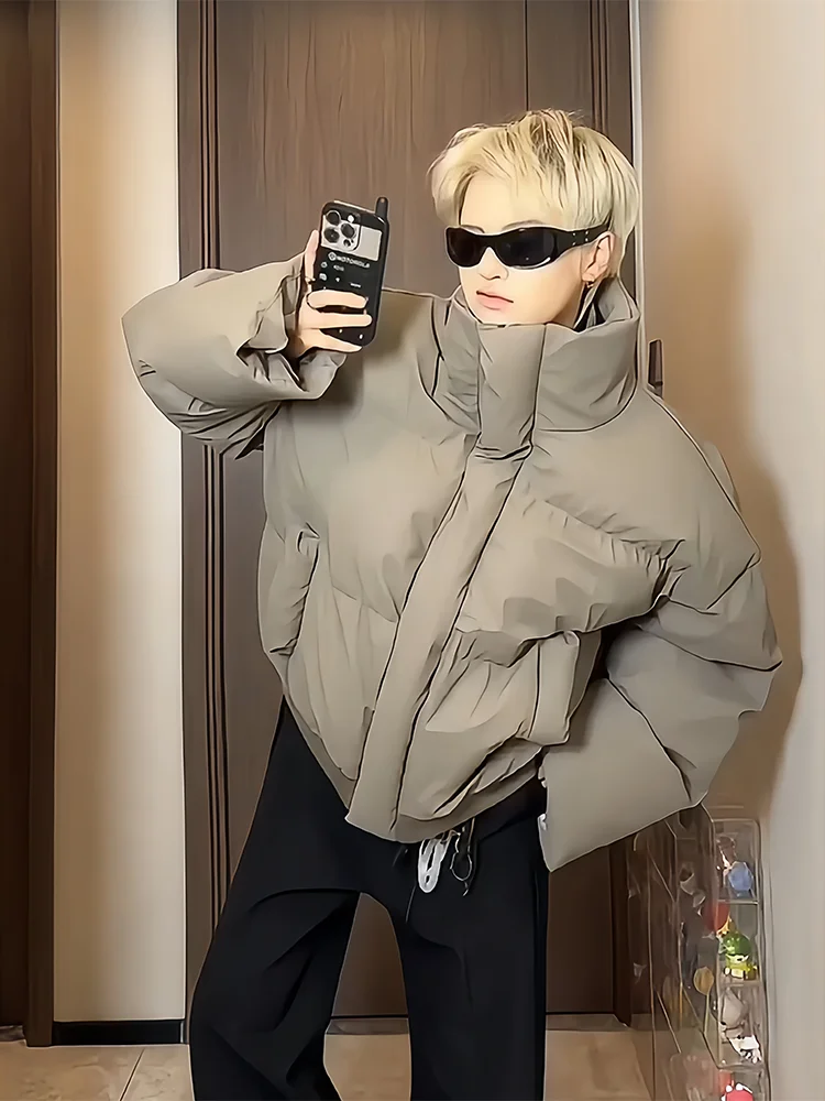 

Мужская зимняя утепленная куртка в американском ретро-стиле из ПУ с хлопковым наполнителем, объемного кроя, с воротником-стойкой, премиум-класса