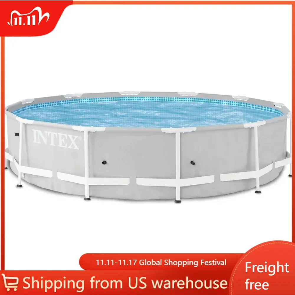 Outdoor 12 foot x 30 inch Prism frame 6-person outdoor circular above ground swimming pool,easy to set up(excluding filter pump)