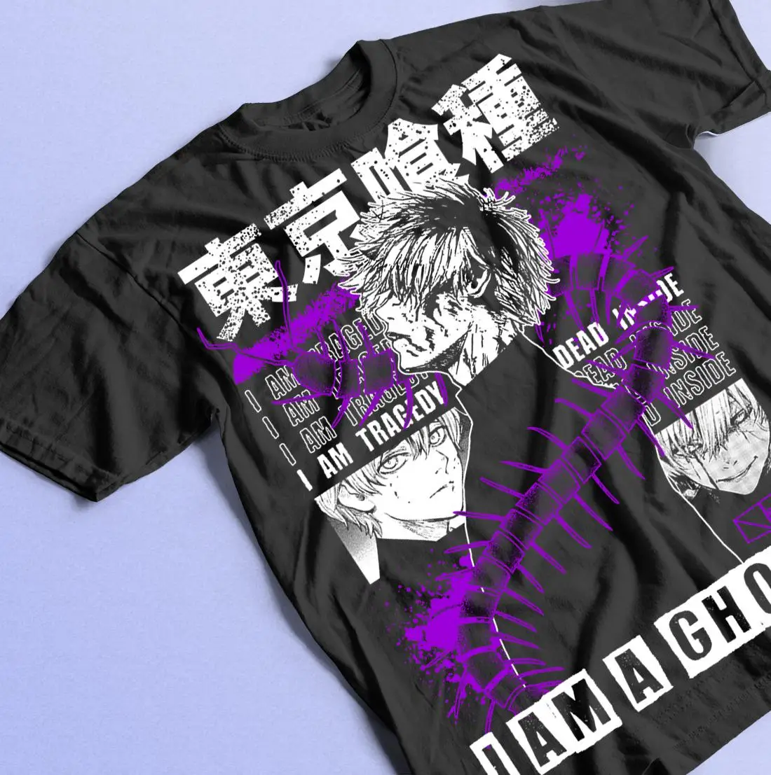 

Tokyo Anime Manga T-shirt, Black Anime Gothic T-shirt, Men and Women Summer Cotton Loose and Fashionable Round Neck Casual Top