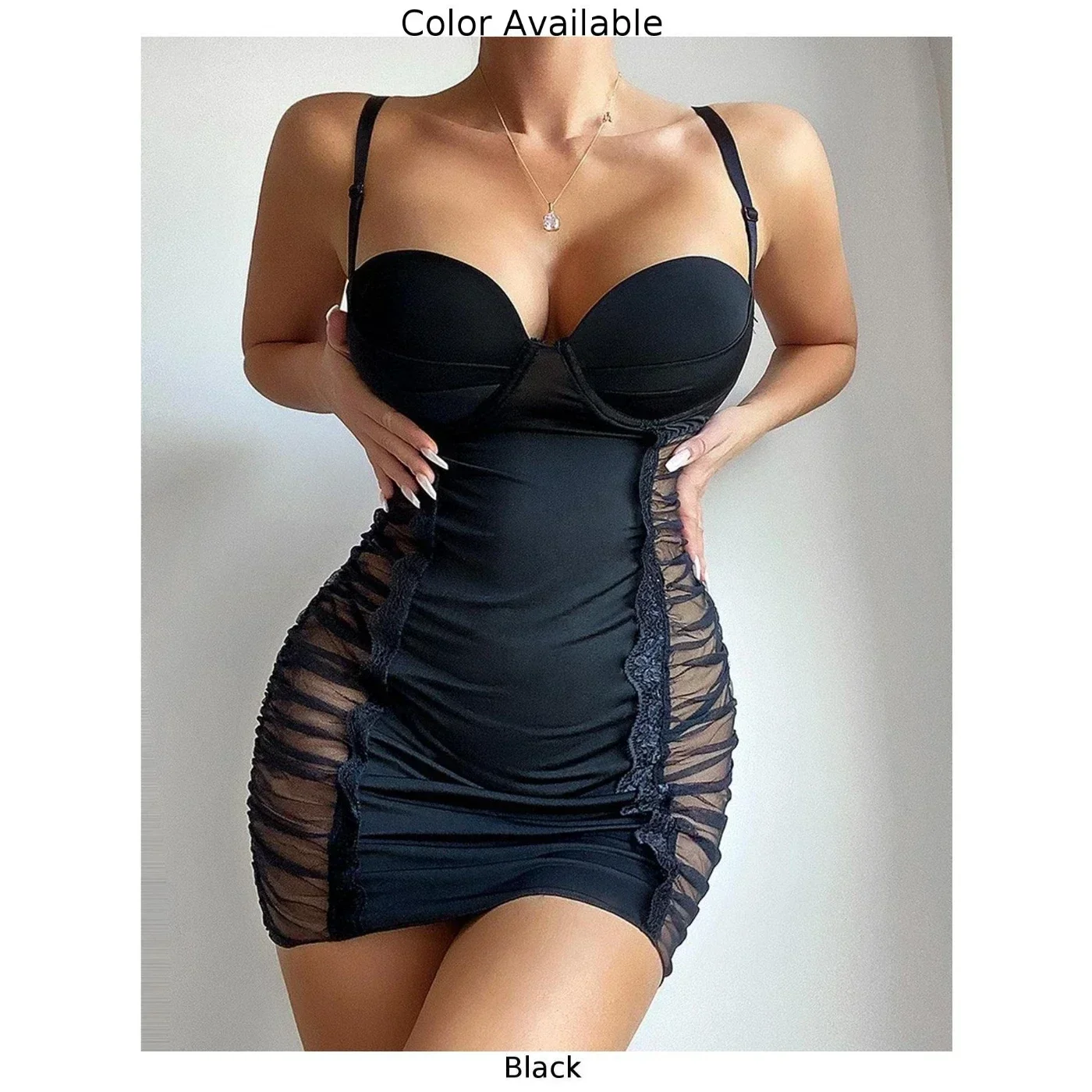 Femmes Sexy dentelle pure érotique Lingerie vêtements de nuit Robe moulante chemise de nuit Robe dames tenue transparente adulte femme chemise de nuit