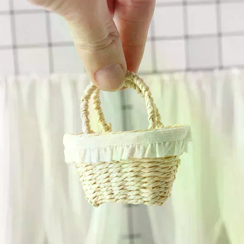 Modèle de panier tissé miniature pour maison de poupée 1/12, décoration de meubles pour maison de poupée, micro-scène, jouets d'imitation