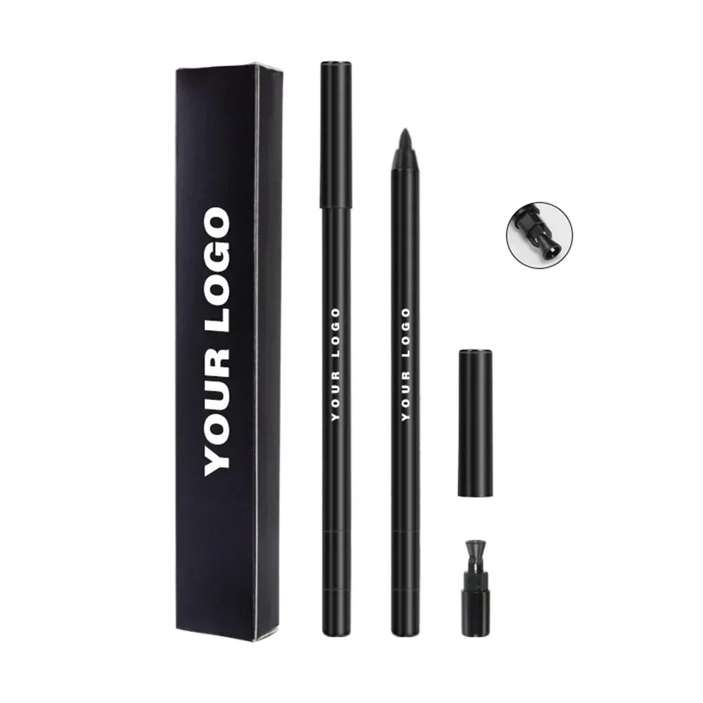 6.5g Private Label Eyeliner Pen Custom Bulk Waterproof Eye Liner with Built-in Pencil Sharpener Balck Color Sweatproof Makeup