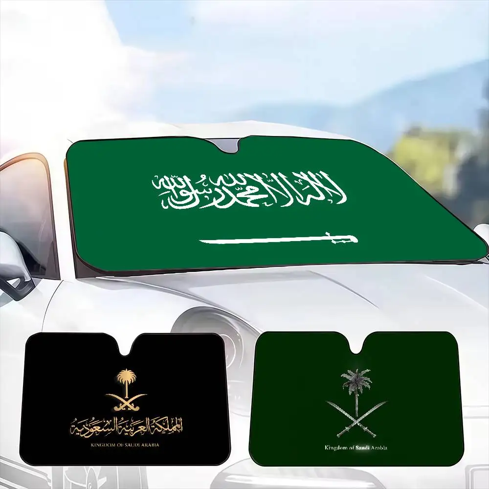 Country S-Saudi Arabia Flag Car SunShade Windshield Anti-UV Protection Front Shade Attachment Sun Visor Protective Cover
