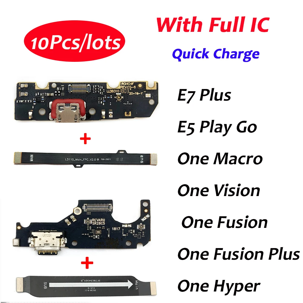 

10Pcs USB Charging Port Dock Board Connector Main FPC Motherboard Flex Cable For Moto One Fusion E5 Play GO E7 Plus E5 One Hyper