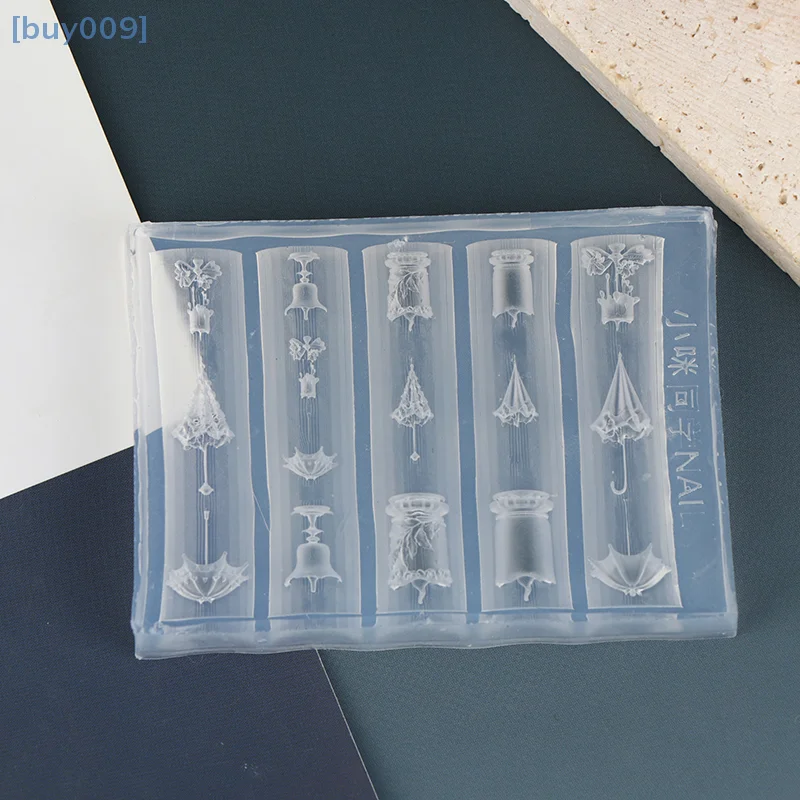 3d alívio renda guarda-chuva silicone molde da arte do prego diy decoração do prego transparente manicure modelo guarda-chuva silicone arte do prego molde presente