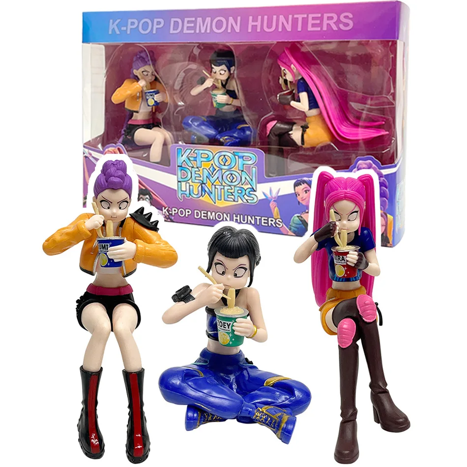 

Hot 3pcs Anime Kpop Demon Hunters Figure Model Toy Cartoon Gaming Peripherals Desk Decoration Collection Figures Model Toy Gift
