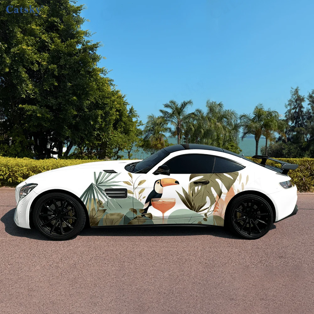 

Тукан коктейли зеленое растение автомобильные виниловые обертывания наклейка самоклеящаяся наклейка из ПВХ подходит для грузовиков внедорожник Декор автоаксессуары подарок