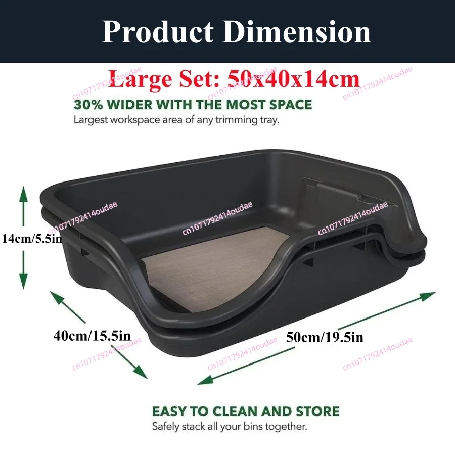 2 PCS Black Plastic Trimming Tray Set with 150 Micron Screen Mesh Pollen Sieve Sifter Screen Trim Tray Bin for Buds Herbs