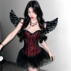 Sexy Corset For Halloween Cosplay Costumes For Women Medieval Gothic Vintage Lingerie Bodysuit Dark Angel Witch Princess Goddess