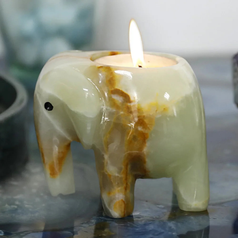 European Creative Marble Elephant Statue Candlestick Incense Stick Holder Wedding Bar Party Desktop Ornament Home Decoration