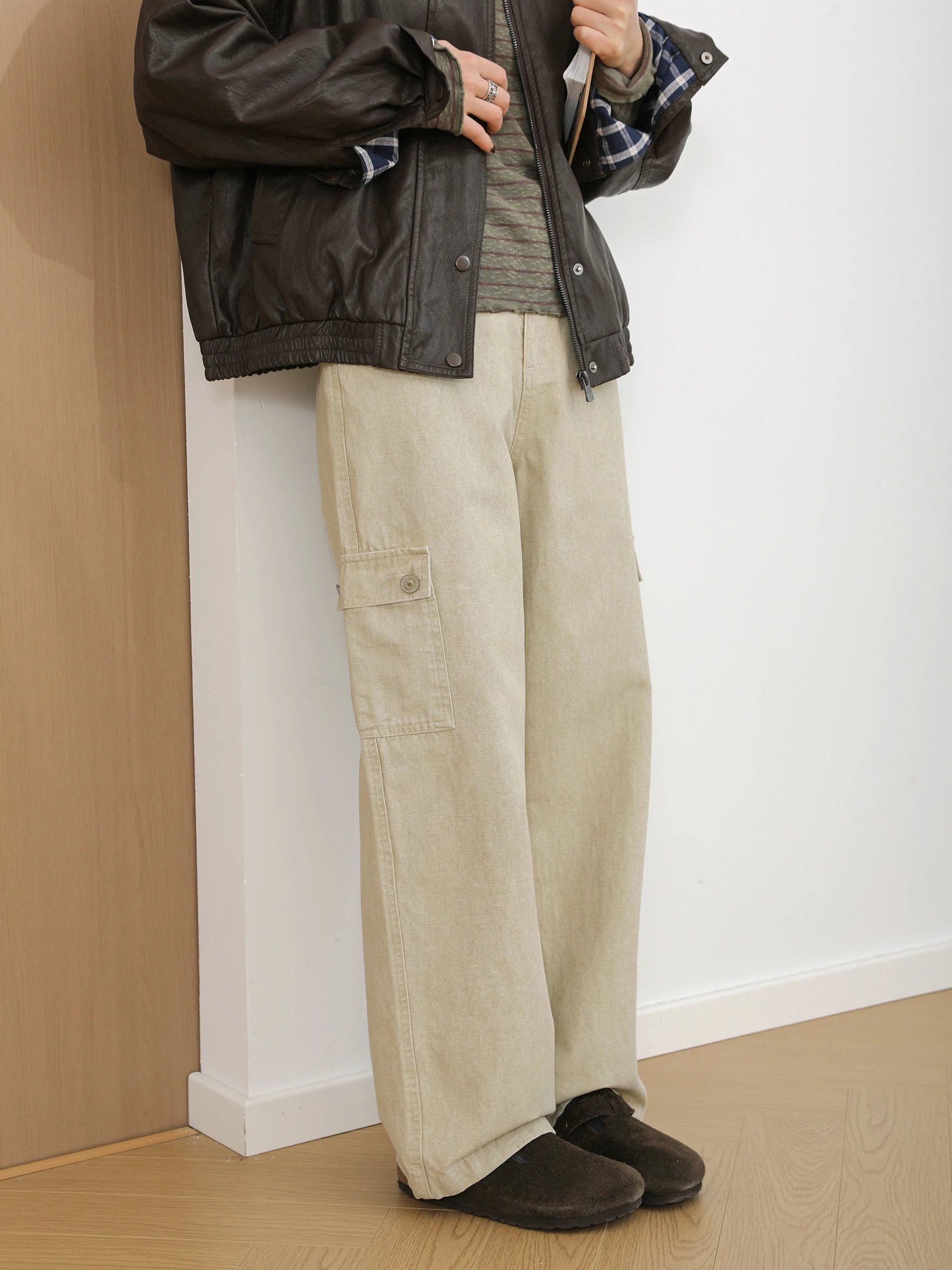 

Sanmu Social Spring 2026 Retro Pure Cotton Casual Straight Leg Work Pants Small Size American Wide Leg Pants Women