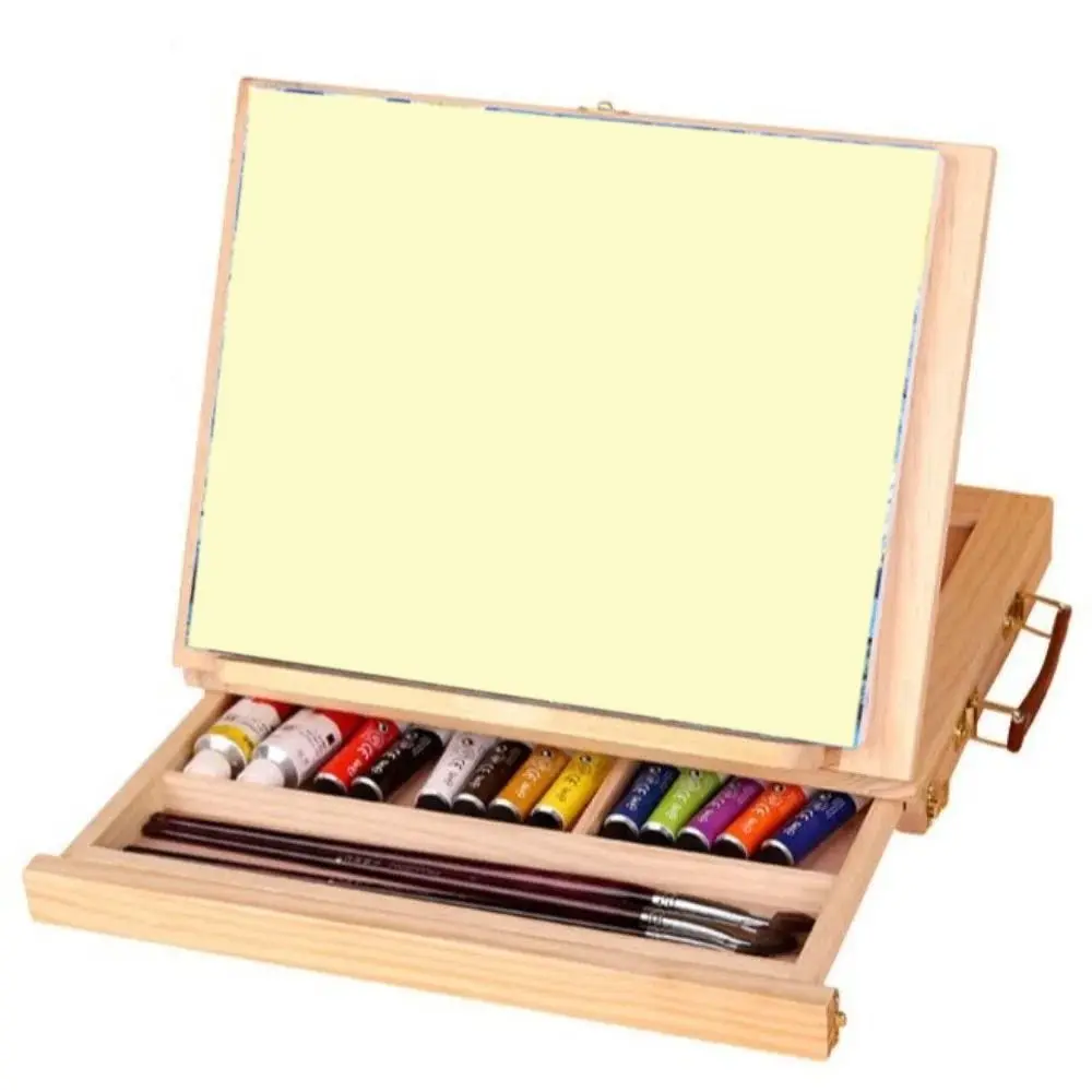 

Beech Wood Portable Wooden Table Easel Multifunction Adjustable Art Painting Easel Box Professional Sketch Drawer Box