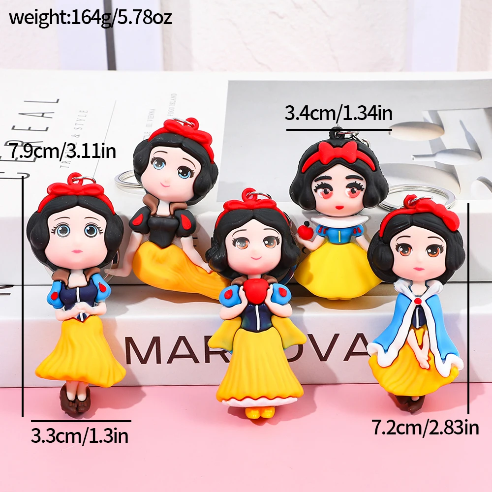 5 قطعة سلسلة مفاتيح سنو وايت حلوة وجميلة سلسلة مفاتيح سيارة لطيفة ومثيرة للاهتمام حقيبة تزيين شخصية مع