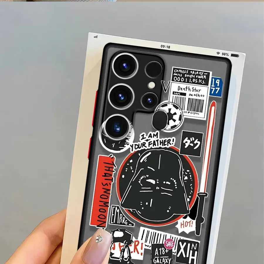 Casing Ponsel untuk Samsung Galaxy S10 S9 S24 FE S23 Ultra S22 Plus S21 S25 Edge S20 Black Edge S-star Wars Hero Keren