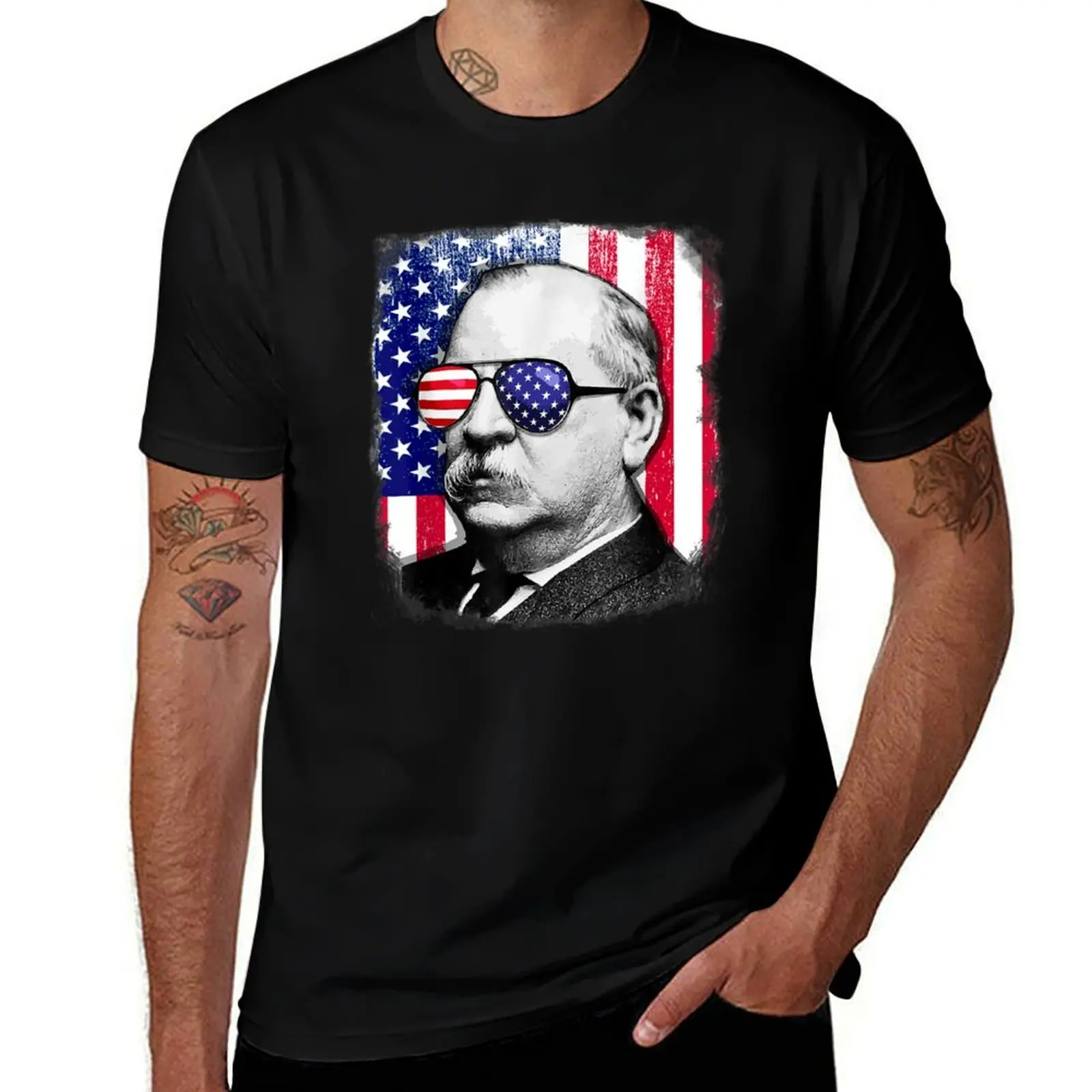 

Grover Cleveland US flag TShirt 4th of July T-Shirt affliction shirts boys animal print luxury clothes men