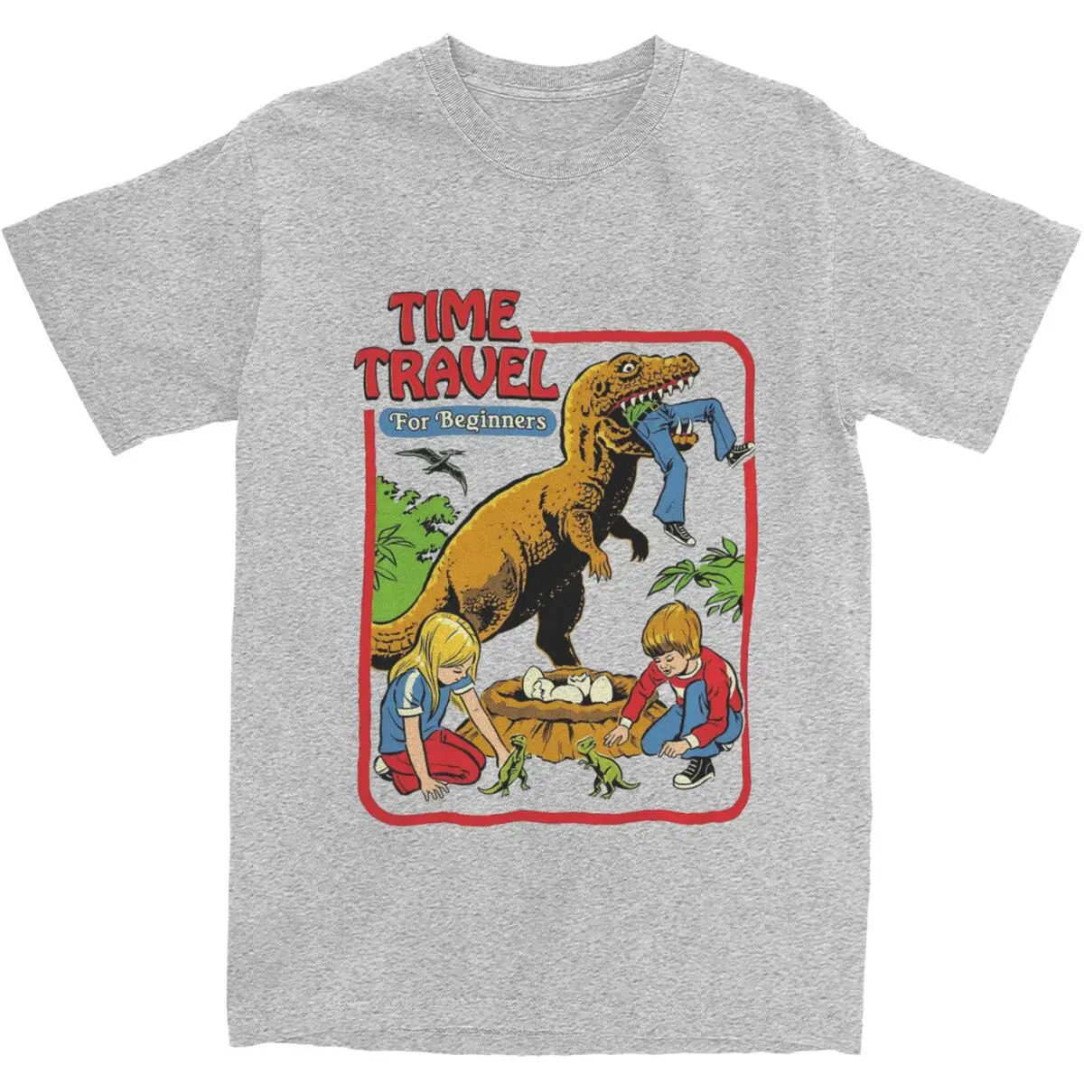 Men Women Time Travel 80s 70s Dinosaurs T Shirts Merch Dark Humour Pure Cotton T-shirt Clothing Funny Tee Shirt Printed