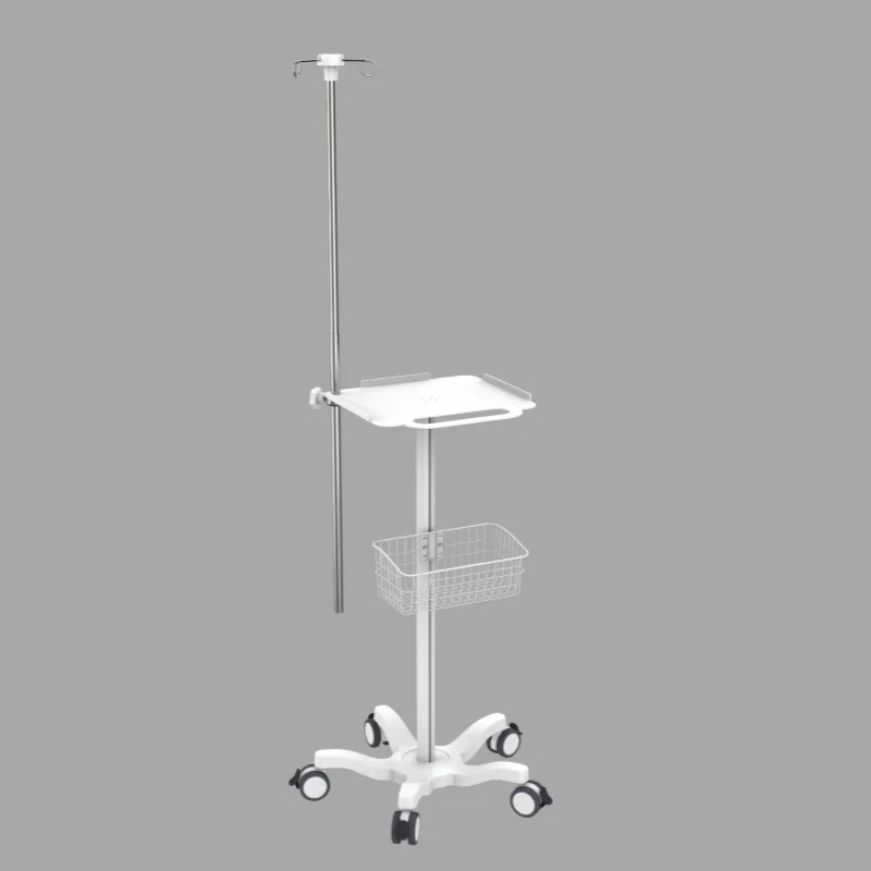 Modern Multi-Functional Hospital Patient Mobile Monitor Trolley Metal Medical Trolley With IV Pole Ultrasound/Medical Equipment