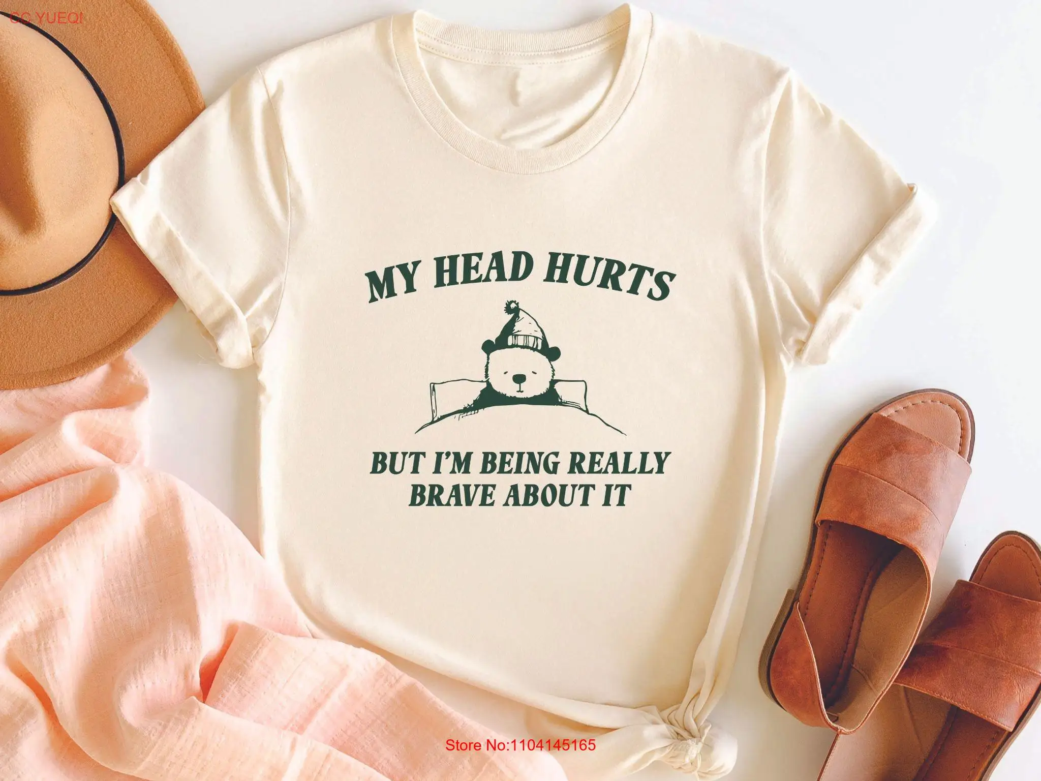 مضحك ميمي تي شيرت رأسي يؤلم ولكن أنا شجاع حقًا عن ذلك SweaT آلام البطن الناجي لها #1