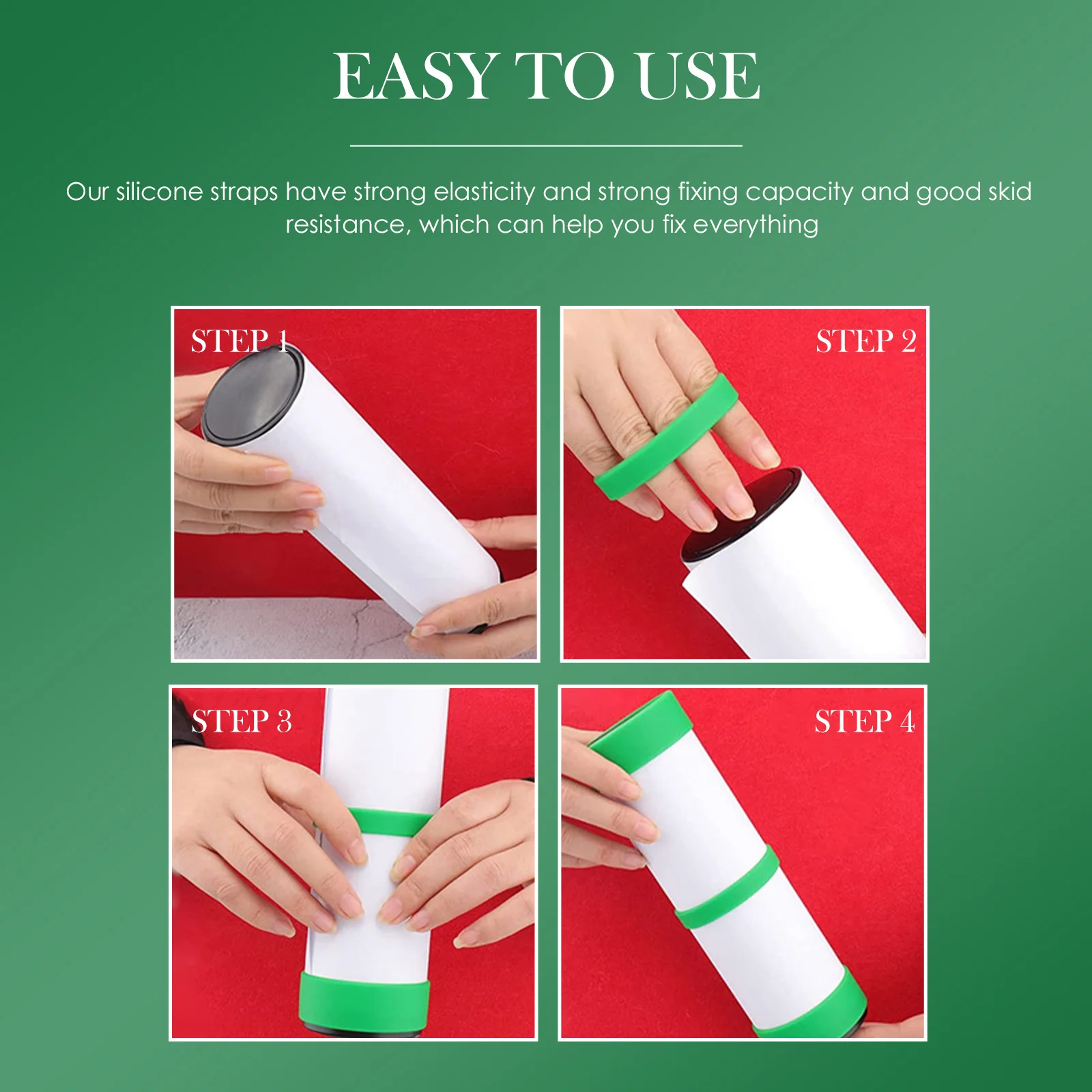 

1 Set Sublimation Tumbler Silicone Wraps High Temperature Transfer Tape Heat Resistant Elastic Bands For Ghosting Prevention