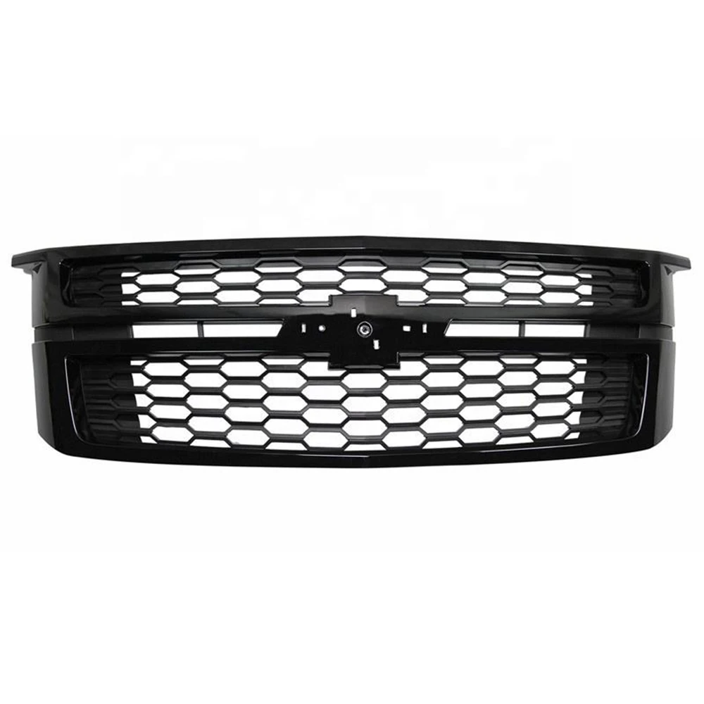 Upper Guard Grid For Chevrolet Suburban 2015-2019 Front Bumper Grills Hood Grill Gloss Black Honeycomb Grille Car Accessories