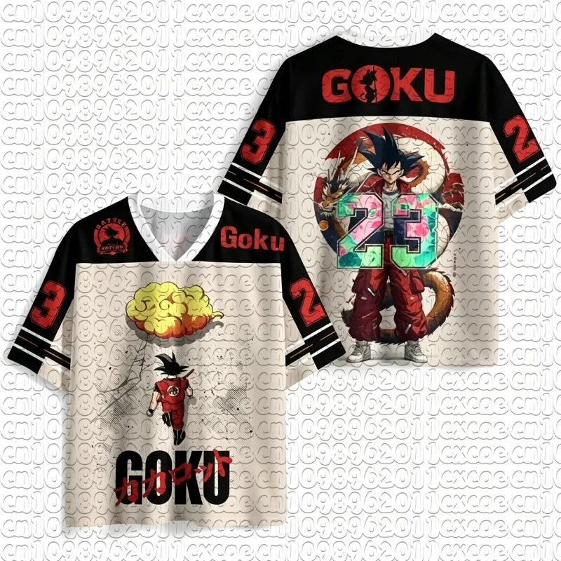 Camiseta Unisex de Secado Rápido con Estampado de Anime Dragon Ball, Goku Joven, Diseño Gráfico de Dragón, Bloques de Color, Manga Corta, Estilo Manga Streetwear