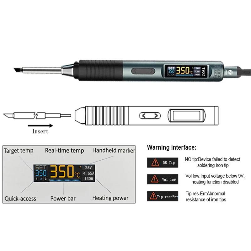 ALIENTEK T90C 전기 납땜 인두 130W 조정 가능한 디지털 디스플레이 자동 수면 PCB 정밀 납땜 인두 수리 도구