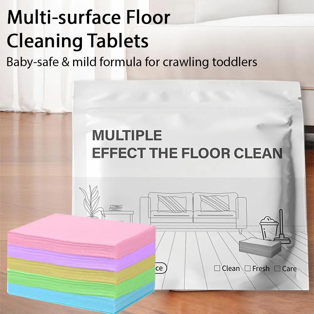 100pcs Multi-Effect Floor Cleaning Tablets Mild Formula, Quick-Dissolve Concentrated Sheets for Streak-Free Shine, Deep Clean