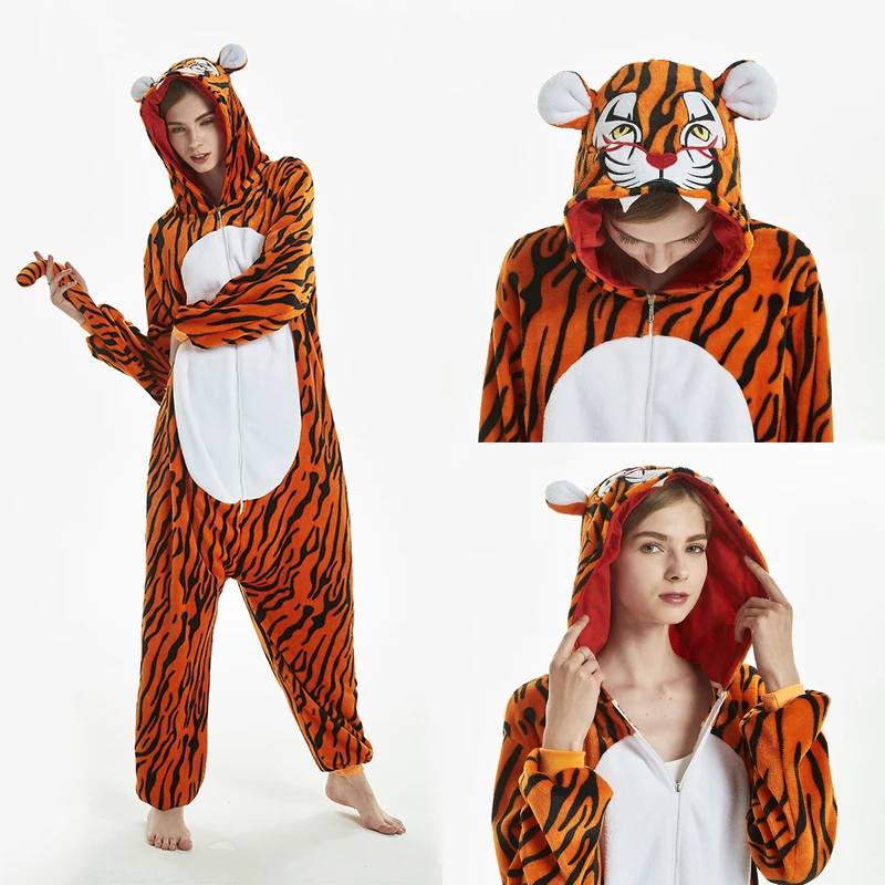 Men Women Kigurumi Onesie Adult Cartoon Flannel Winter Pajamas Children Animal Pyjamas Homewear Halloween Cosplay Party Costume