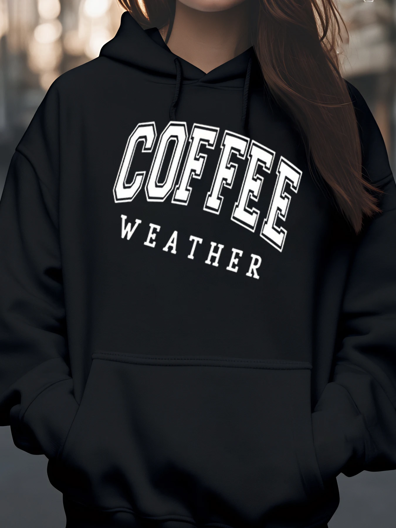 

Толстовка с принтом кофейной погоды, осенне-зимняя повседневная одежда, женская модная толстовка