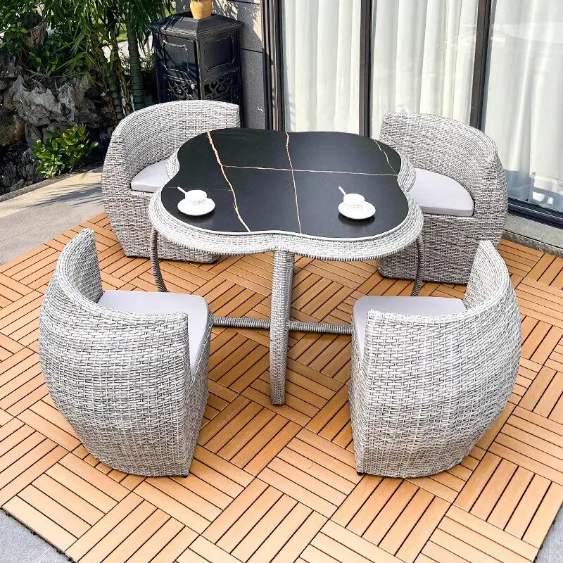 Factory Direct 2026 Outdoor tables and chairs courtyard open-air balcony waterproof and sunscreen simple casual tea table outdoo
