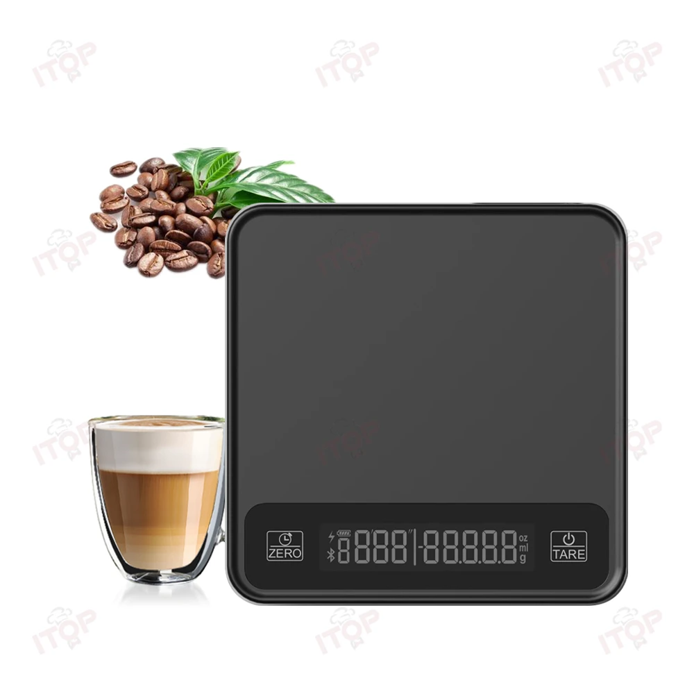 

Hd Display Kitchen Scale Drip Coffee Weighing Scale Anti-slip 2kg Electronic Coffee Scale With Timer
