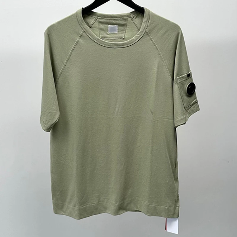 Men's O-Neck Short Sleeve T-Shirt, Monochromatic Pocket, Loose, Casual, Outdoor, Sport, Jogging, Summer, New, Fashion Brand