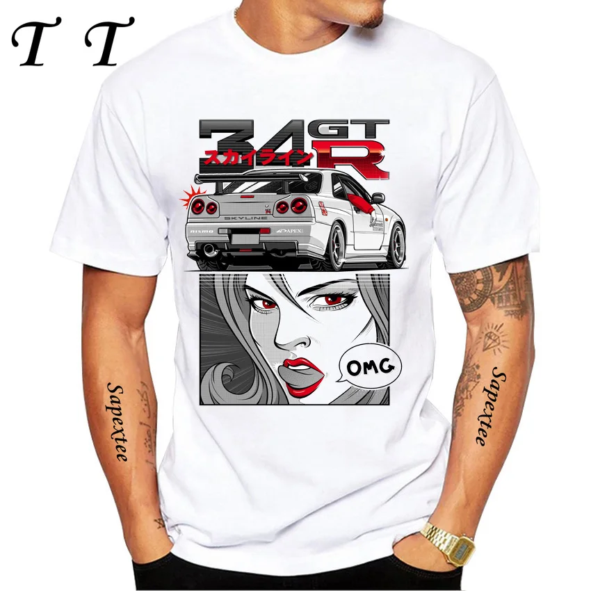 

2025 Japan Girl Skyline GTR Legend T Shirt SChassis 13 SR20 Powered Classic T-Shirts New Summer Men Short Sleeve JDM White Tees