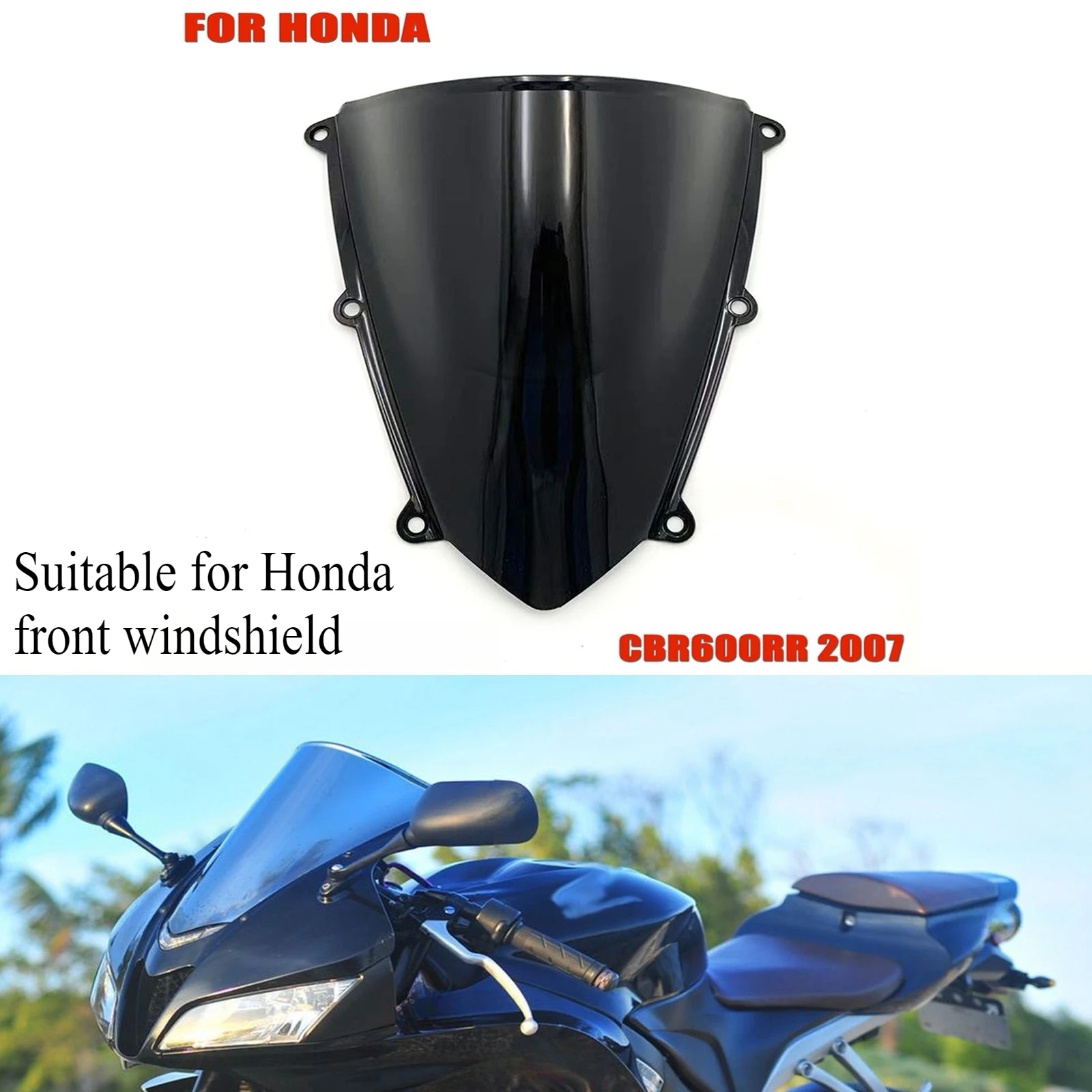 

For Honda CBR600RR 2007-2012 Modified Windshield Windscreen Fit Motorcycle Front Wind Deflector Fairing Replacement Parts