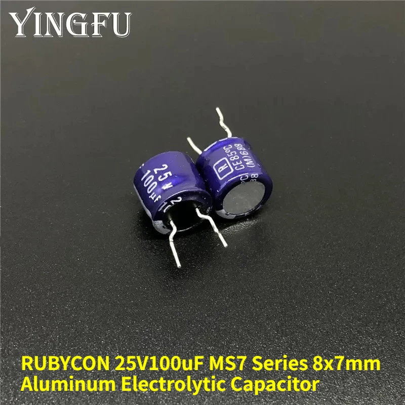 

10 шт./100 шт. 100 мкФ/25 В RUBYCON MS7 серии 8x7 мм 25 В 100 мкФ алюминиевый электролитический конденсатор