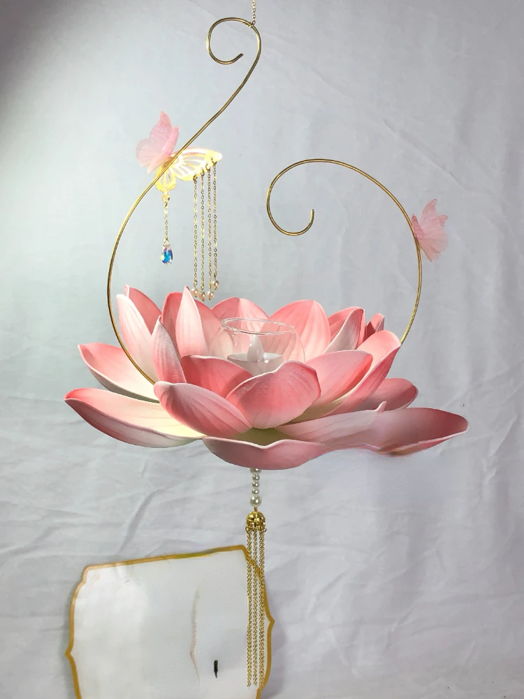 

Portable Lotus Beige Lotus Lamp Hanfu Shooting Stage Cos Props Ornament Antique Home Furnishings Decoration Small Size Pink 1Pc