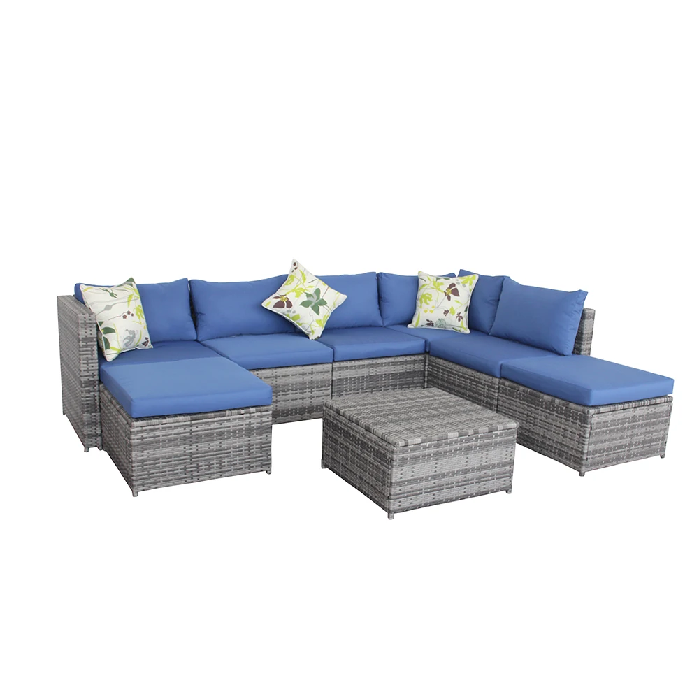 5 Pc Tuinmeubilair Set Outdoor Sectionele Rieten Rotan Sofa Set Met Kussen