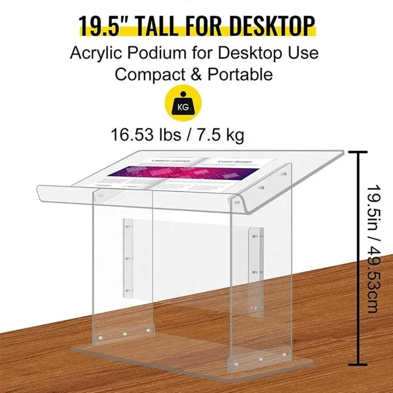 Acrylic transparent disassembly reading podium display stand suitable for churches, schools, classrooms, speeches, weddings