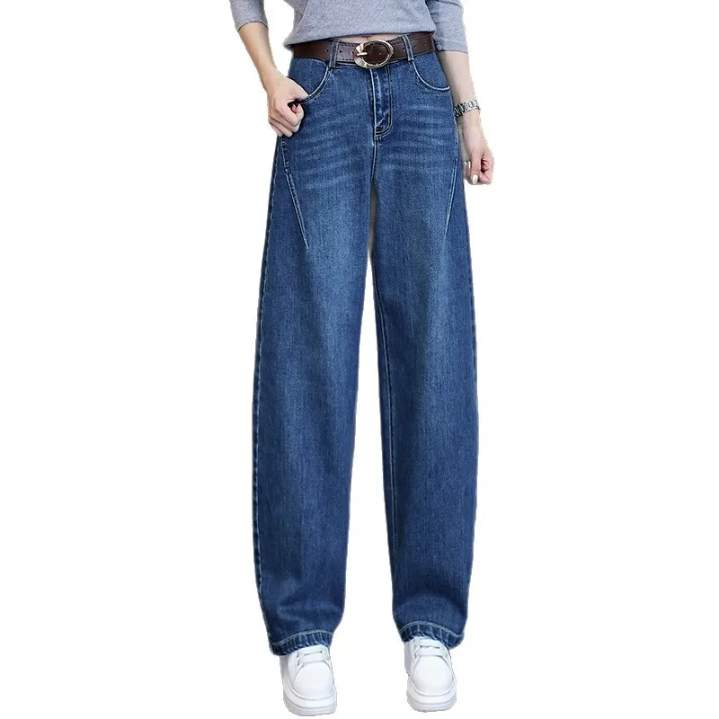 جينز Scimitar واسع الساق للنساء، سروال منجل فضفاض للتخسيس عالي الخصر على الطراز الأمريكي الجديد للخريف