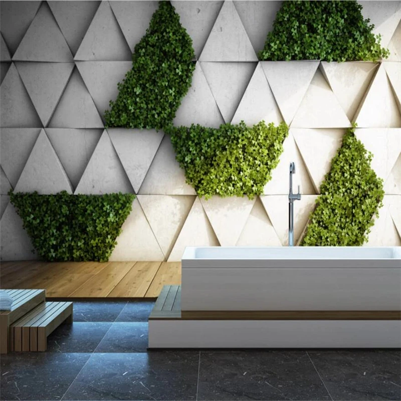 

Custom wallpaper 3d Nordic abstract plant geometry clover square TV background wall paper decorative painting mural 3d wallpaper