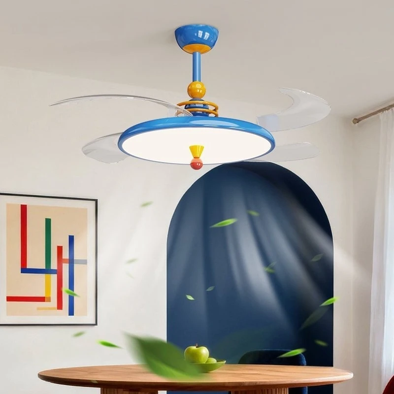 

Dining room invisible fan chandelier cream antique wind bedroom living room dining table ceiling fan light